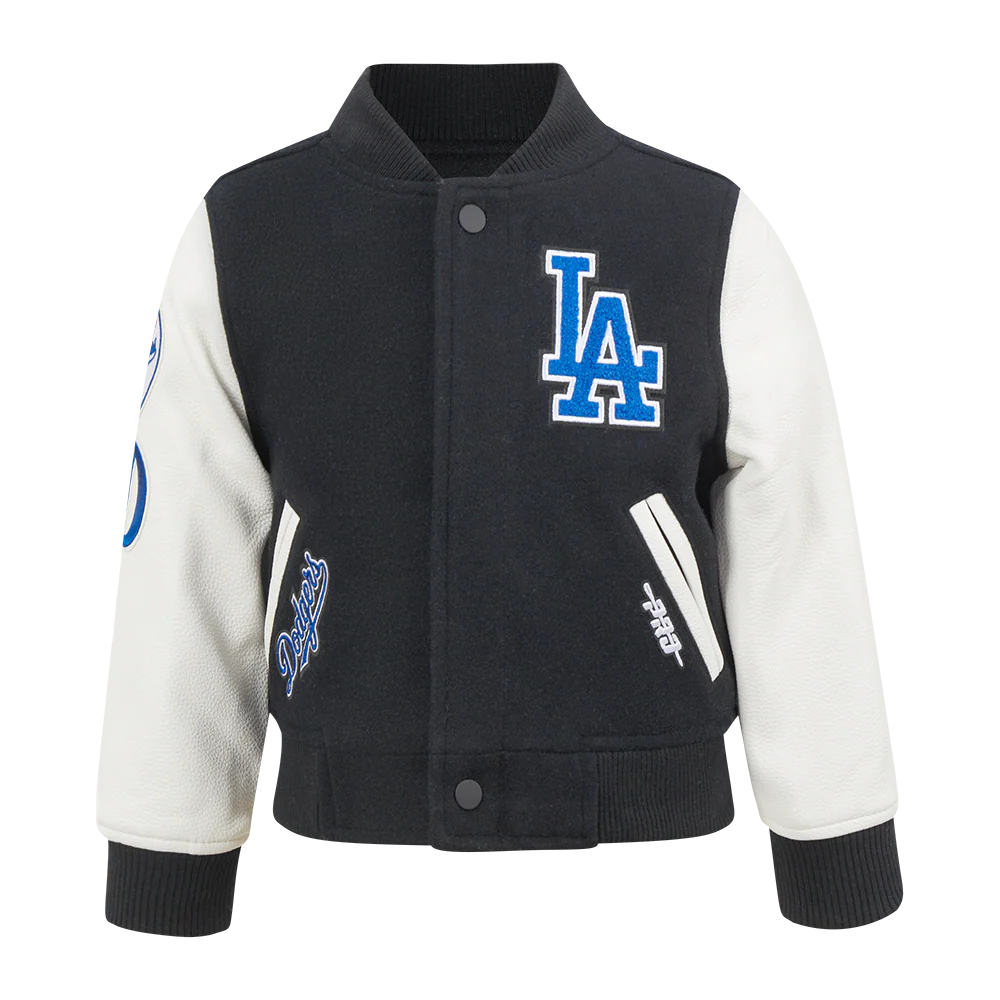 MLB LOS ANGELES DODGERS CLASSIC TODDLER BOYS WOOL VARSITY JACKET (BLACK/WHITE)