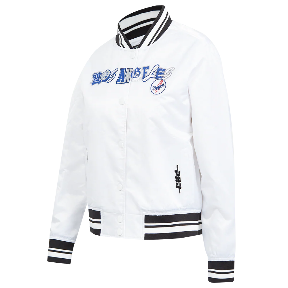 MLB LOS ANGELES DODGERS CITY RANSOM WOMEN'S RIB SATIN JACKET (WHITE/BLACK) - Image 2