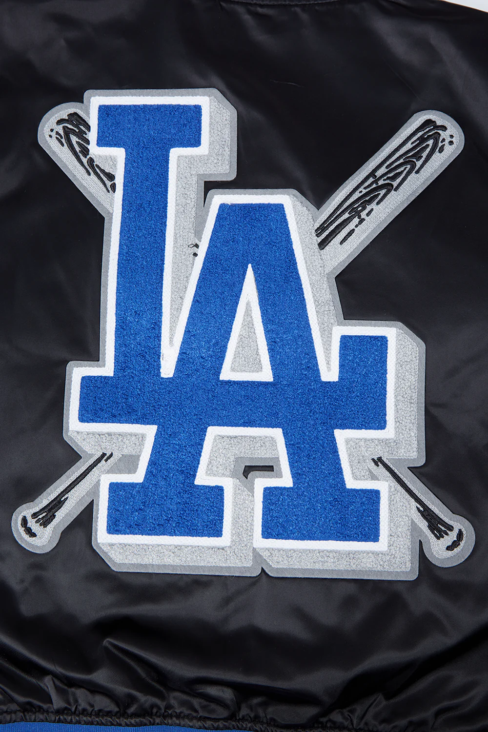 MLB LOS ANGELES DODGERS MASHUP WOMEN'S RIB SATIN JACKET (BLACK/DODGER BLUE) - Image 8