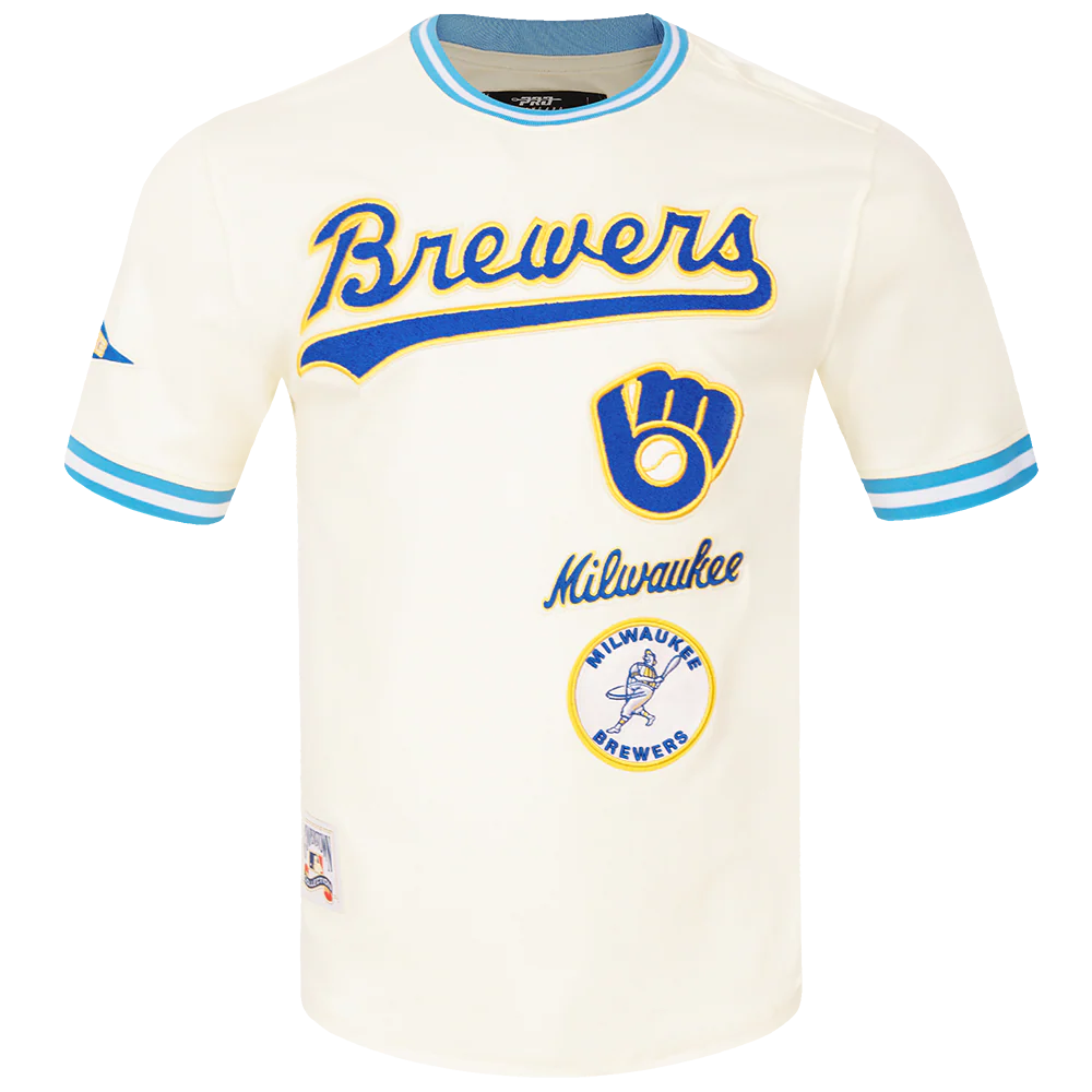 MLB MILWAUKEE BREWERS RETRO CLASSIC MEN'S TOP (EGGSHELL/ UNIVERSITY BLUE)