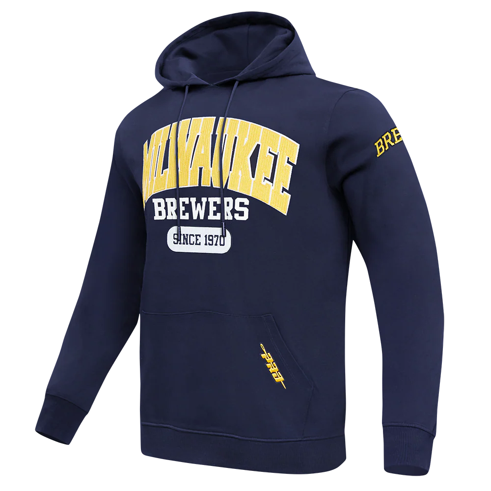 MLB MILWAUKEE BREWERS CITY ARCH MEN'S FLC PO HOODIE (MIDNIGHT NAVY) - Image 3