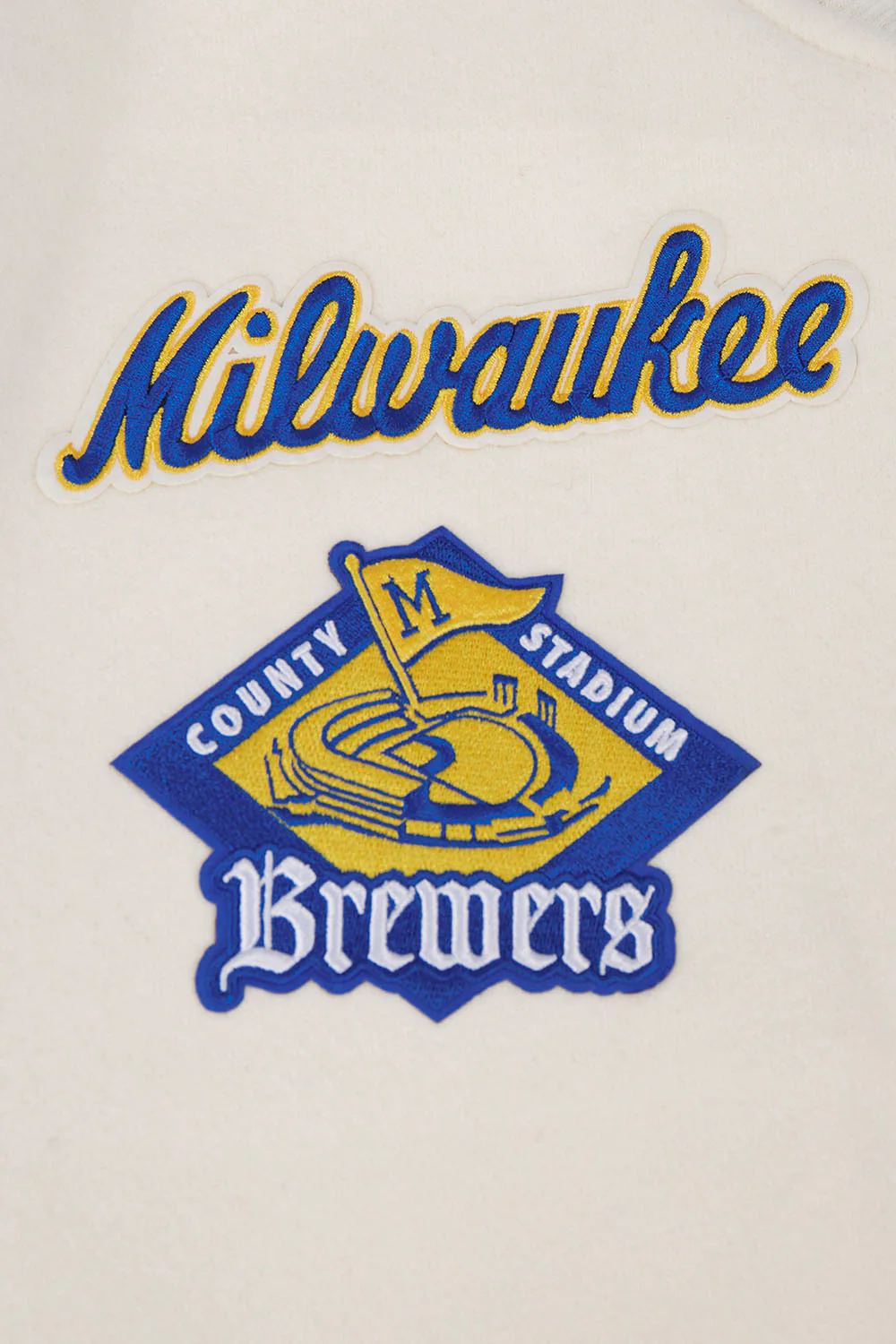 MLB MILWAUKEE BREWERS RETRO CLASSIC MEN'S RIB WOOL VARSITY JACKET (EGGSHELL/UNIVERSAL BLUE) - Image 6