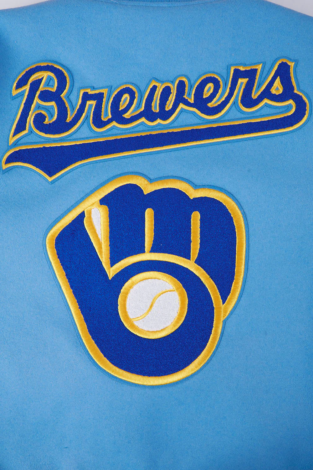 MLB MILWAUKEE BREWERS RETRO CLASSIC MEN'S RIB WOOL VARSITY JACKET (UNIVERSITY BLUE/WHITE) - Image 10