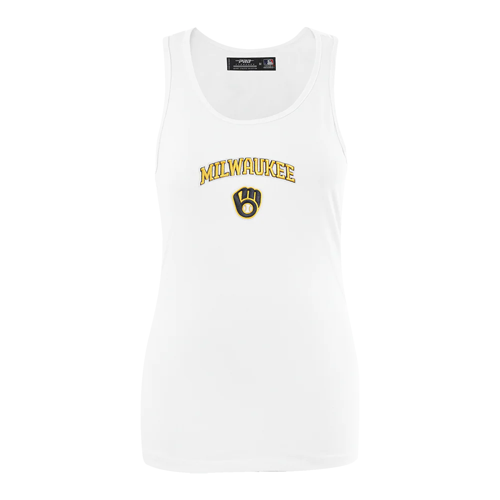 MLB MILWAUKEE BREWERS CLASSIC WOMEN'S RELAXED FIT RACERBACK (WHITE)