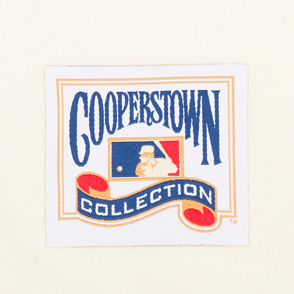 MLB MILWAUKEE BREWERS RETRO CLASSIC WOMEN'S RIB CROPPED PULLOVER HOODIE (EGGSHELL/ UNIVERSITY BLUE) - Image 7