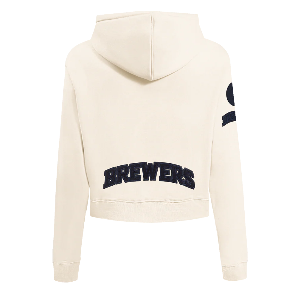 MLB MILWAUKEE BREWERS TRIPLE TONAL WOMEN'S DOUBLE KNIT FULL ZIP HOODIE (EGGSHELL) - Image 3
