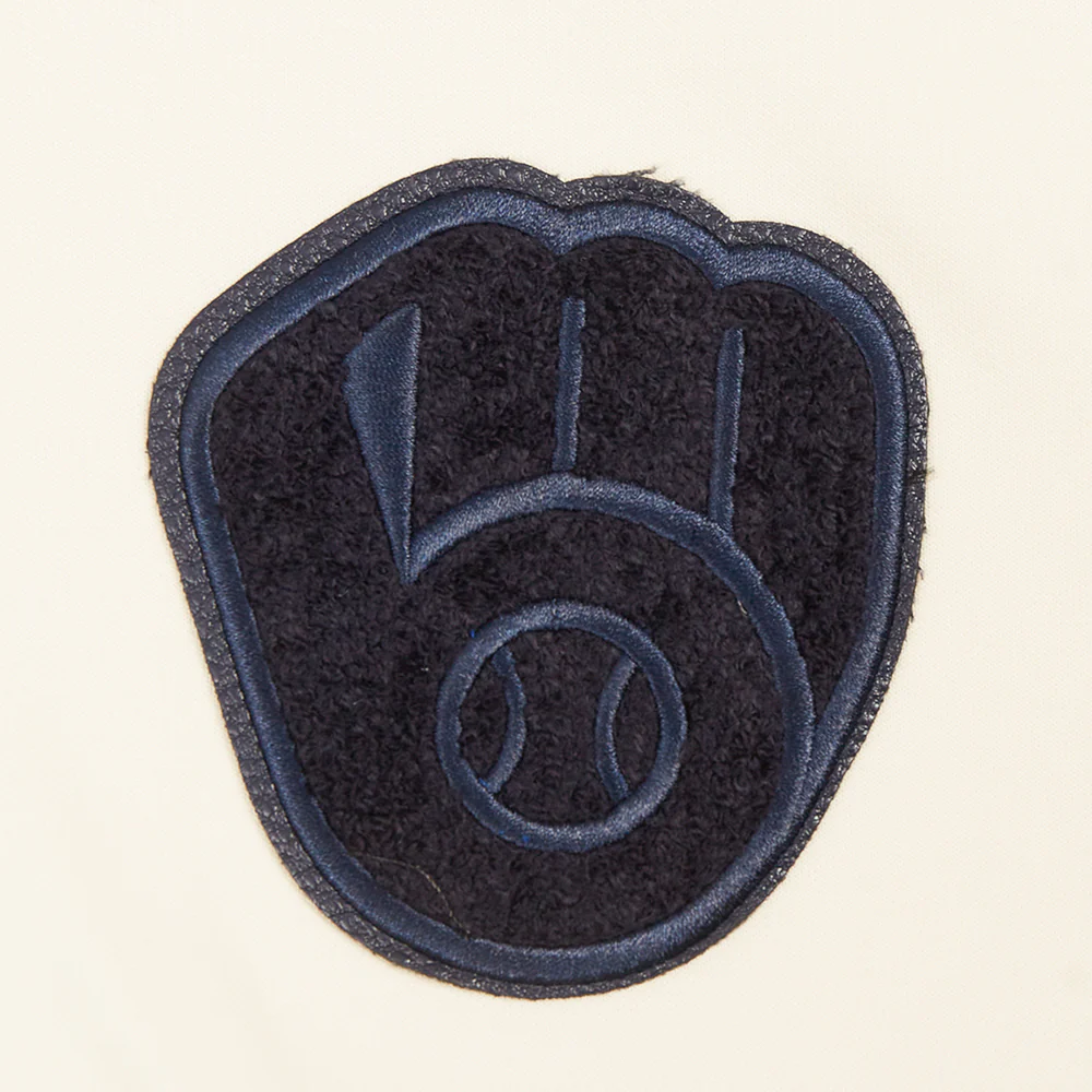 MLB MILWAUKEE BREWERS TRIPLE TONAL WOMEN'S DOUBLE KNIT FULL ZIP HOODIE (EGGSHELL) - Image 5