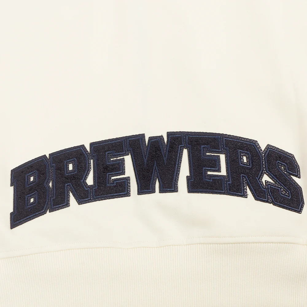 MLB MILWAUKEE BREWERS TRIPLE TONAL WOMEN'S DOUBLE KNIT FULL ZIP HOODIE (EGGSHELL) - Image 7