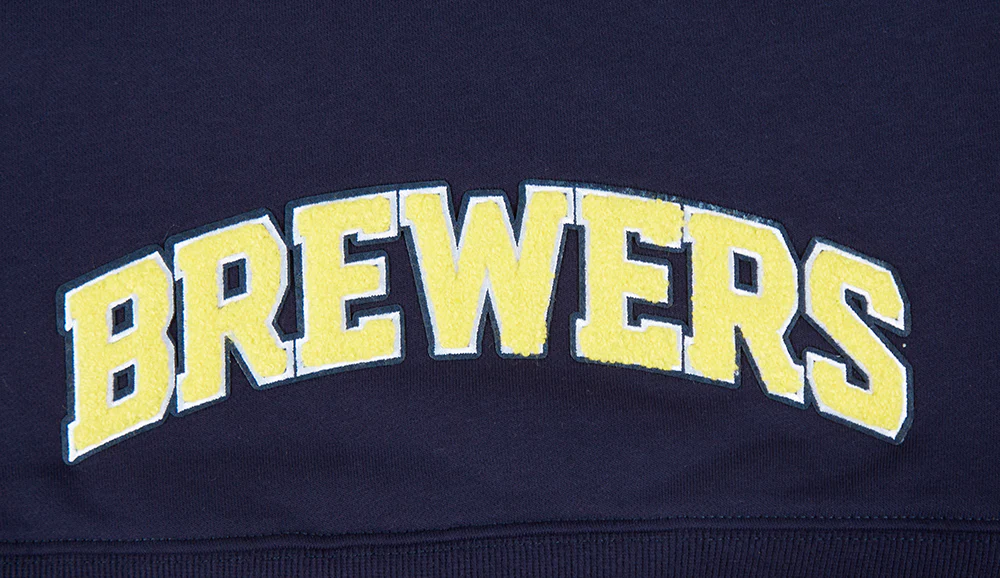 MLB MILWAUKEE BREWERS CLASSIC WOMEN'S CROPPED PULLOVER HOODIE (MIDNIGHT NAVY) - Image 7