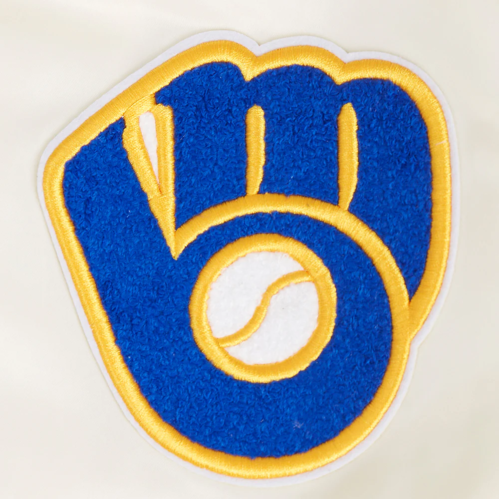 MLB MILWAUKEE BREWERS RETRO CLASSIC WOMEN'S RIB SATIN JACKET (EGGSHELL/ UNIVERSITY BLUE) - Image 5