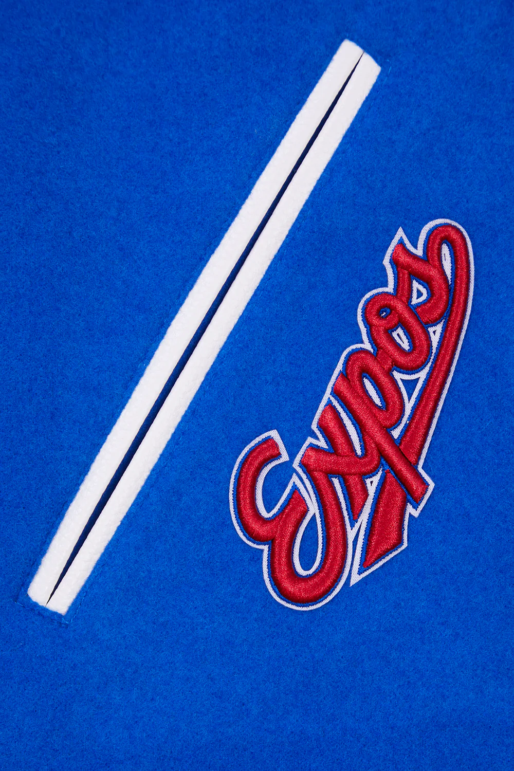 MLB MONTREAL EXPOS RETRO CLASSIC MEN'S RIB WOOL VARSITY JACKET (ROYAL BLUE/RED) - Image 6