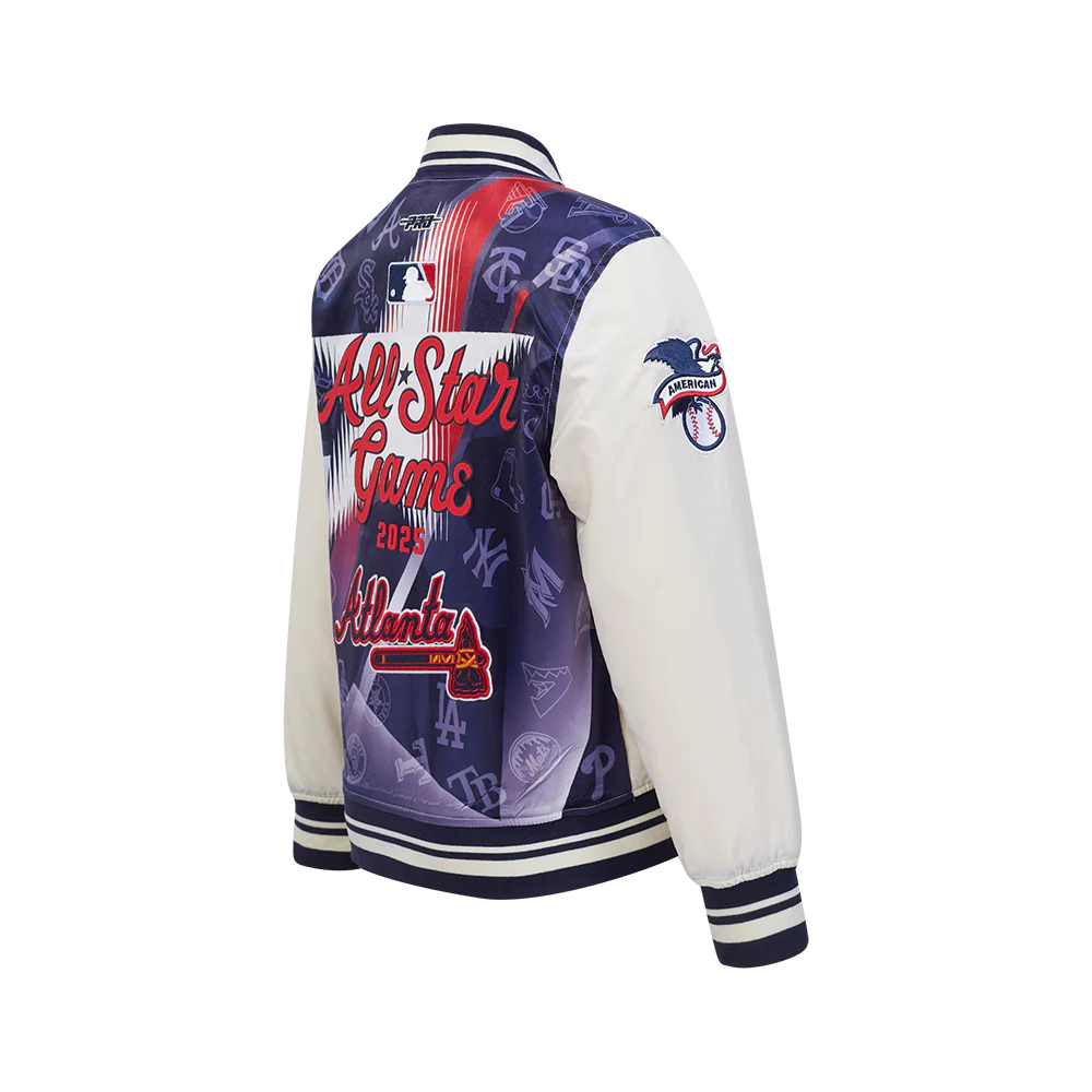 MLB ALL STAR 2025 BIG BOY'S SUBLIMATED SATIN JACKET (EGGSHELL/ MIDNIGHT NAVY) - Image 2