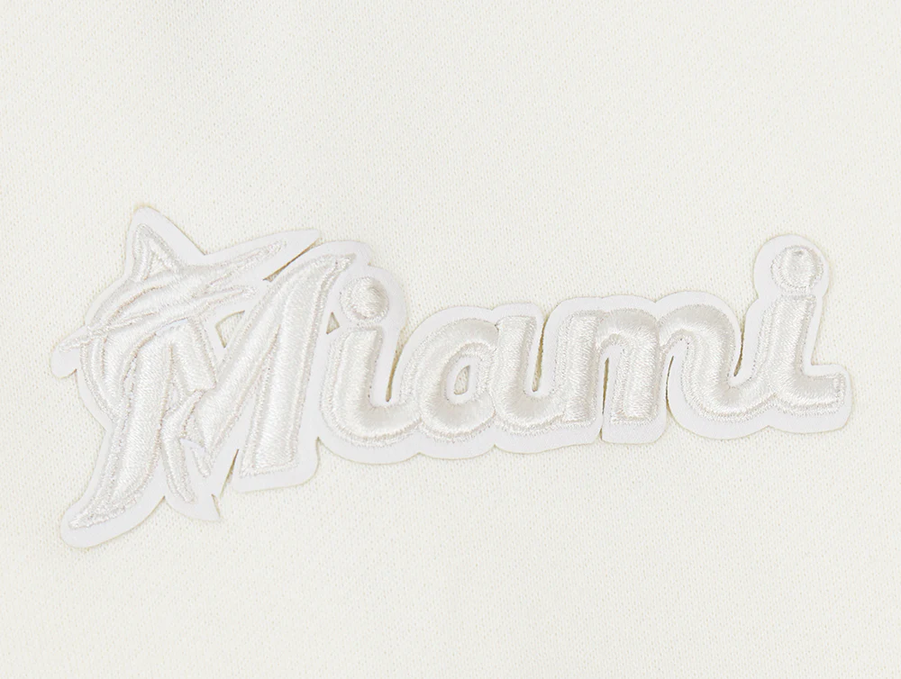MLB MIAMI MARLINS NEUTRAL MEN'S DROP SHOULDER PULLOVER HOODIE (EGGSHELL) - Image 7