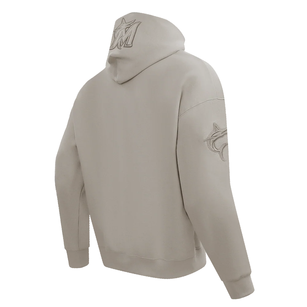 MLB MIAMI MARLINS NEUTRAL DROP SHOULDER MEN'S PULLOVER HOODIE (TAUPE) - Image 3