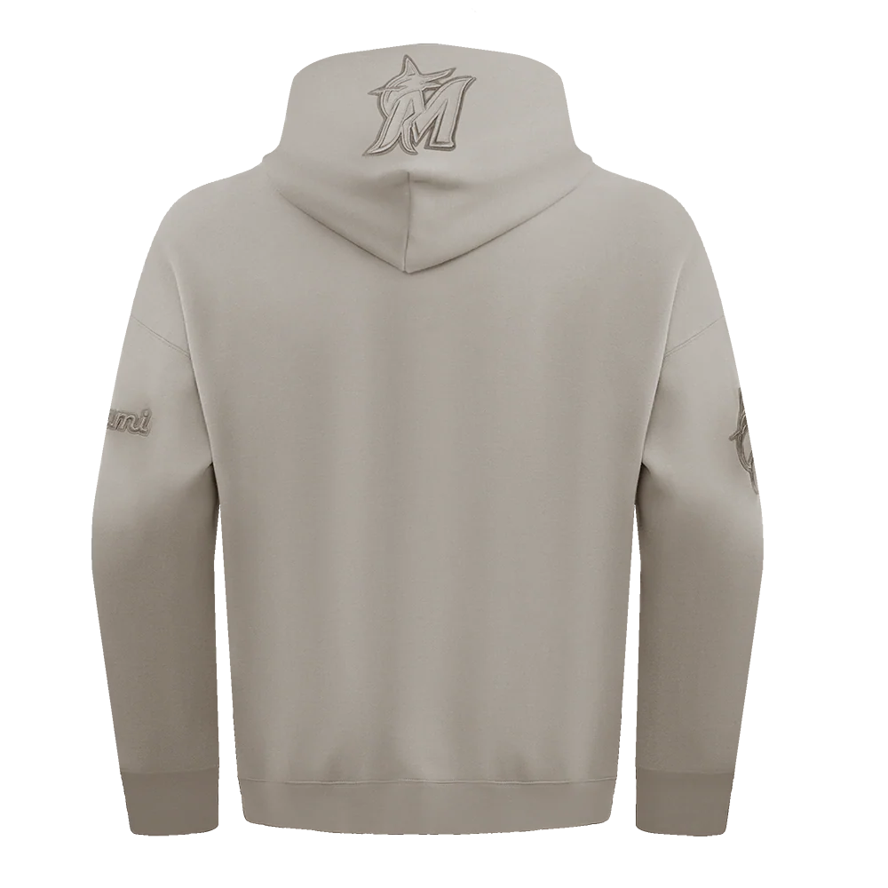 MLB MIAMI MARLINS NEUTRAL DROP SHOULDER MEN'S PULLOVER HOODIE (TAUPE) - Image 4