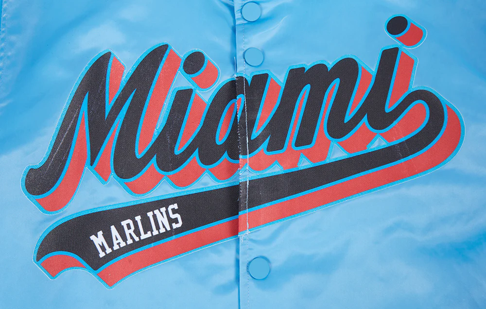 MLB MIAMI MARLINS SCRIPT TAIL MEN'S SATIN JACKET (UNIVERSITY BLUE) - Image 5