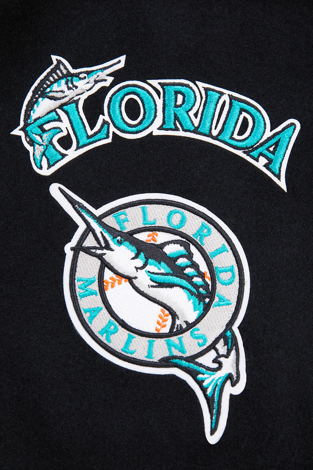 MLB FLORIDA MARLINS RETRO CLASSIC MEN'S RIB WOOL VARSITY JACKET (BLACK) - Image 7