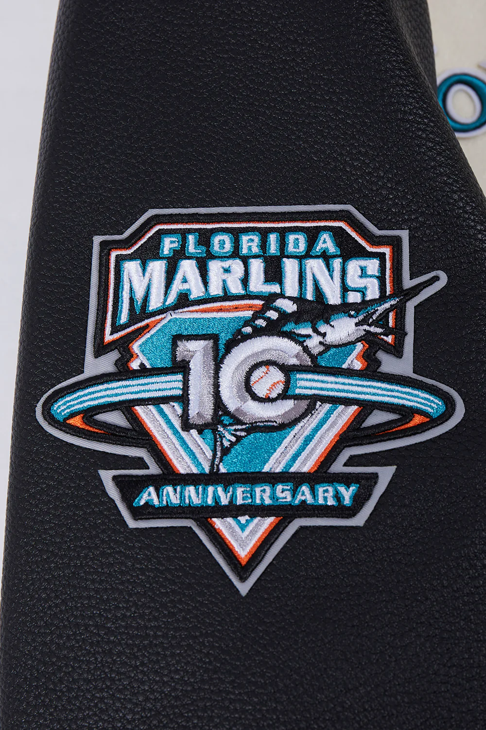 MLB FLORIDA MARLINS RETRO CLASSIC MEN'S RIB WOOL VARSITY JACKET (EGGSHELL/BLACK) - Image 5