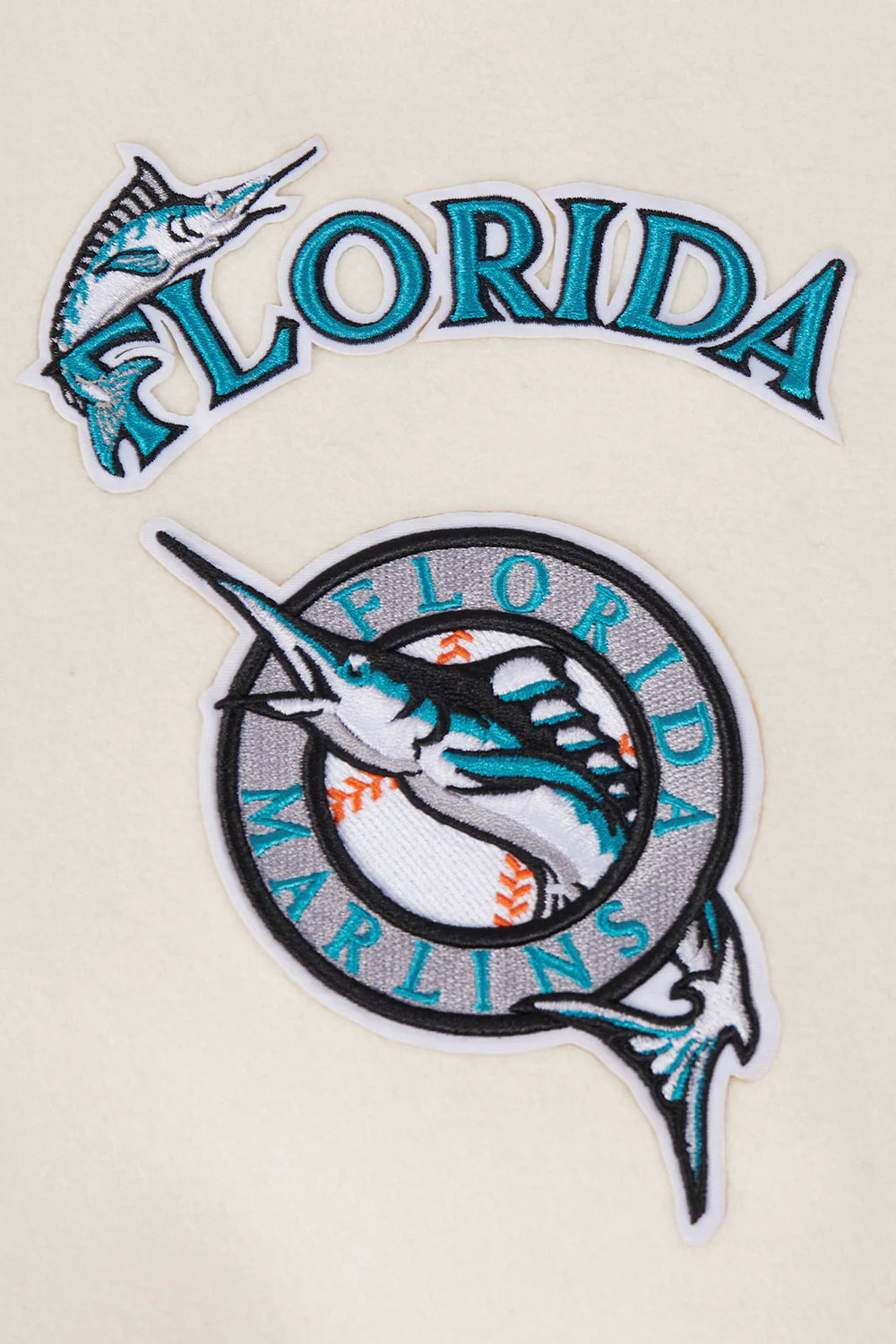 MLB FLORIDA MARLINS RETRO CLASSIC MEN'S RIB WOOL VARSITY JACKET (EGGSHELL/BLACK) - Image 8