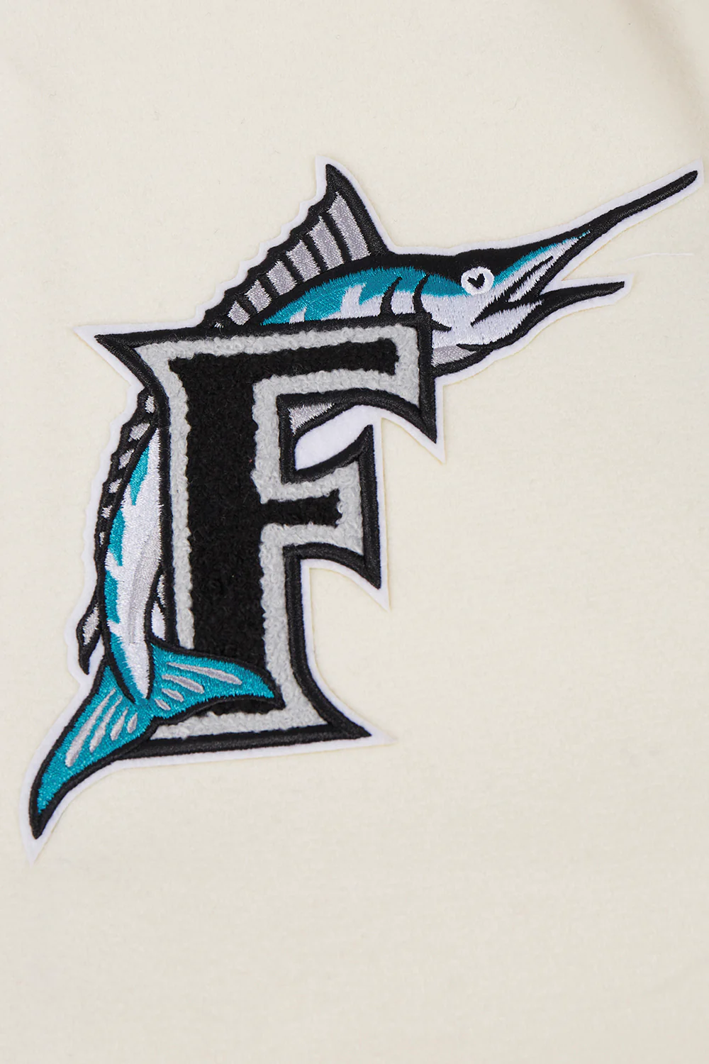 MLB FLORIDA MARLINS RETRO CLASSIC MEN'S RIB WOOL VARSITY JACKET (EGGSHELL/BLACK) - Image 9