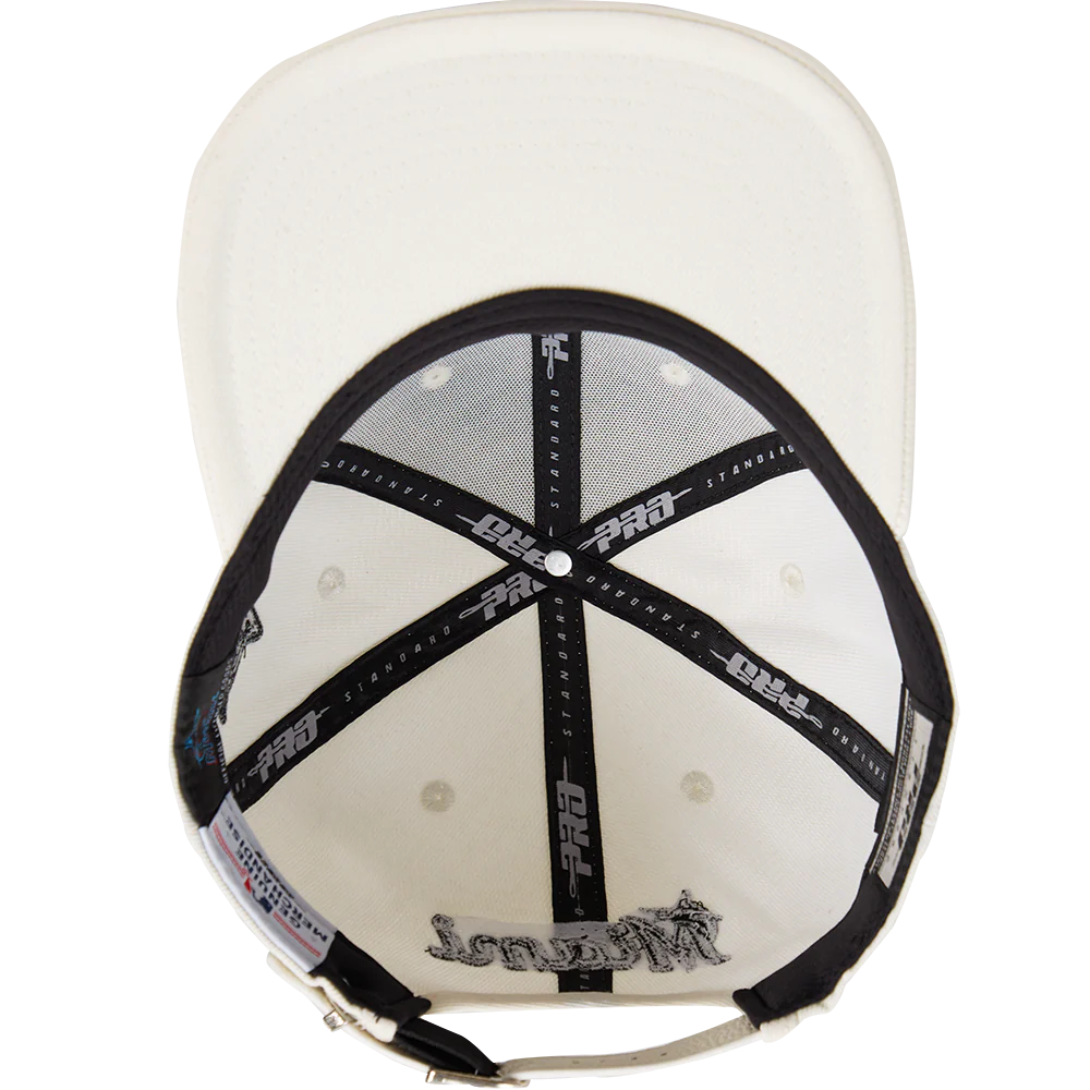 MLB MIAMI MARLINS TRIPLE TONAL PRIMARY LOGO STRAPBACK HAT (EGGSHELL) - Image 7