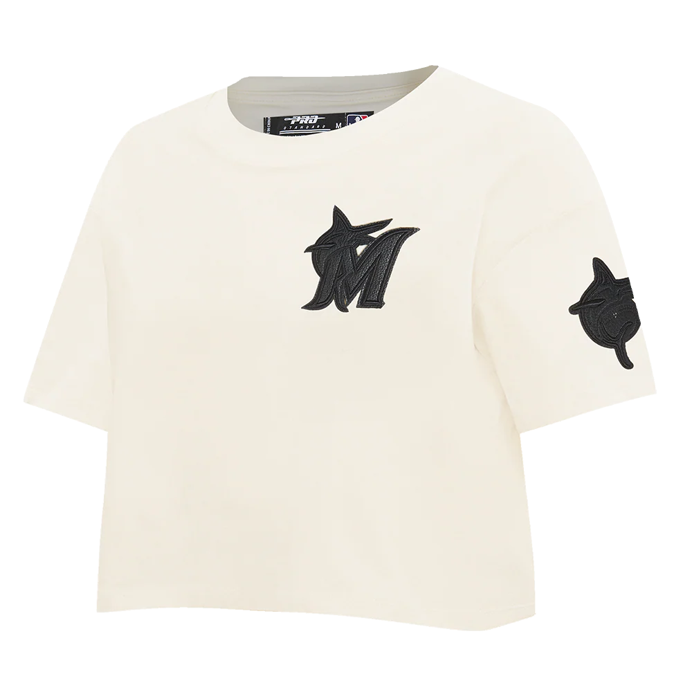 MLB MIAMI MARLINS TRIPLE TONAL SINGLE JERSEY BOXY WOMEN'S TEE (EGGSHELL) - Image 2