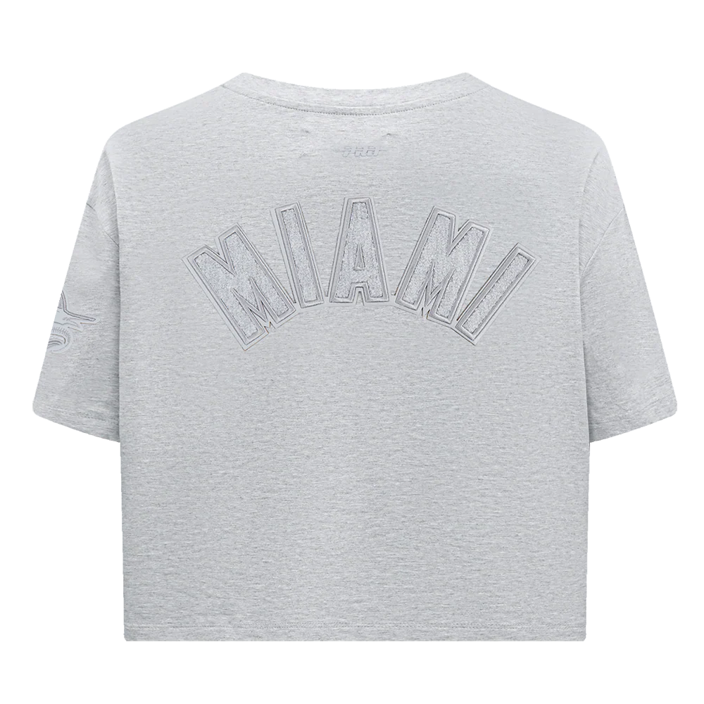 MLB MIAMI MARLINS TRIPLE TONAL SINGLE JERSEY BOXY WOMEN'S TEE (HEATHER GREY) - Image 3