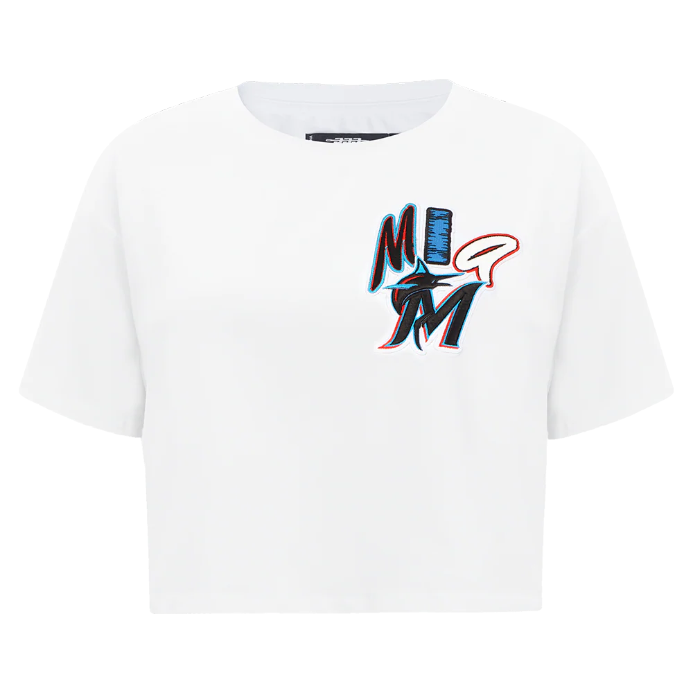 MLB MIAMI MARLINS CITY RANSOM WOMEN'S SJ BOXY TEE (WHITE)