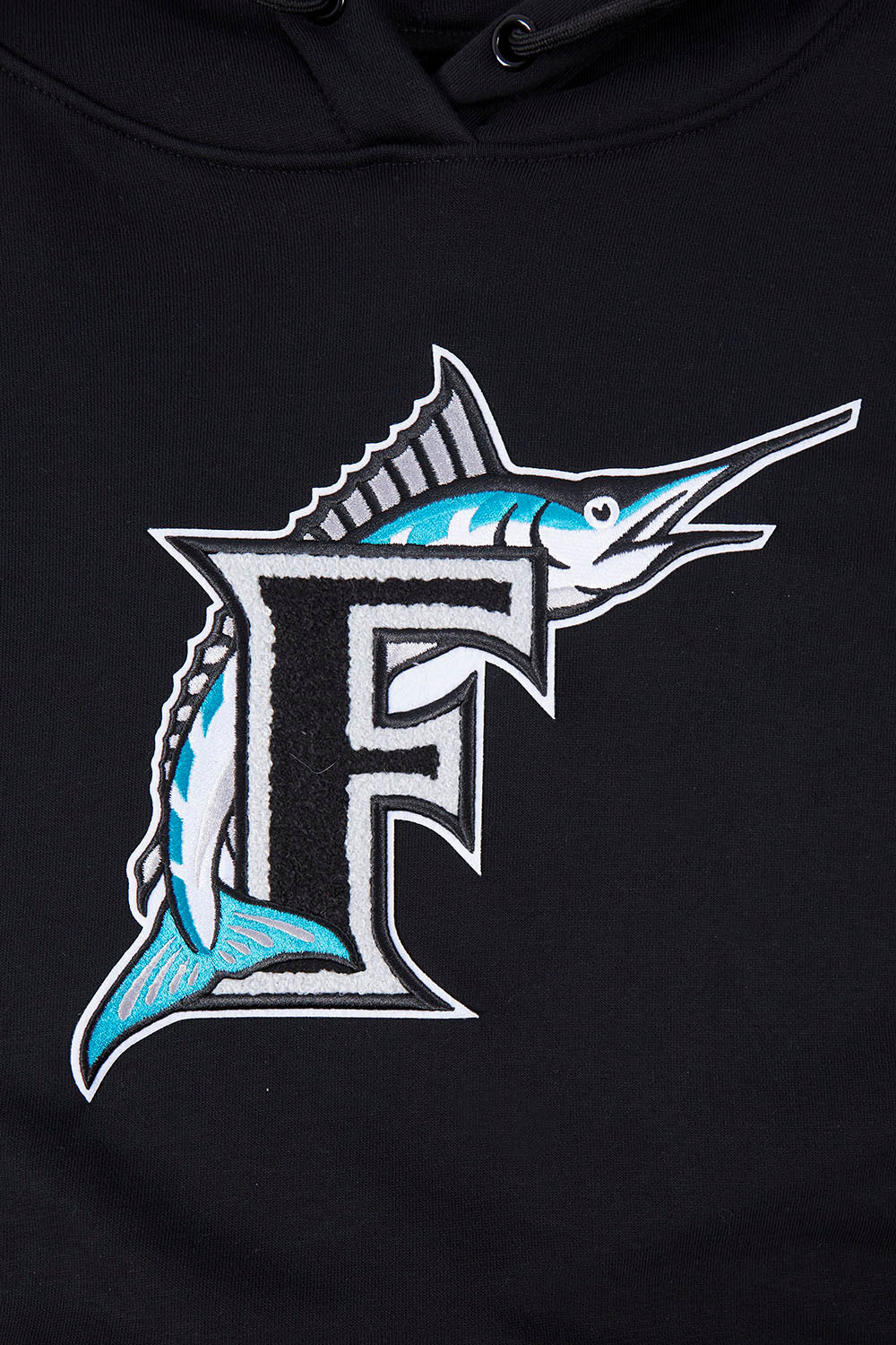 MLB FLORIDA MARLINS RETRO CLASSIC WOMEN'S CROPPED PULLOVER HOODIE (BLACK) - Image 5