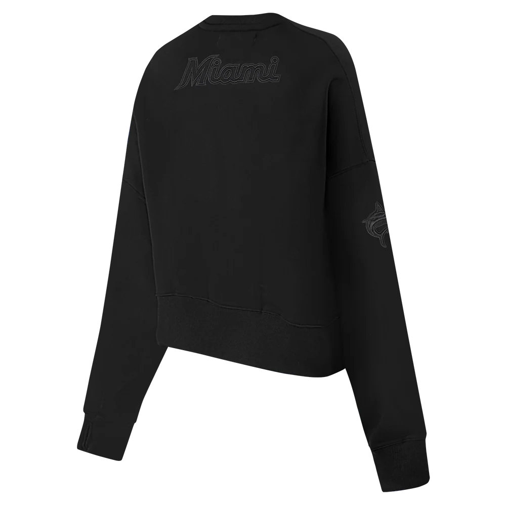 MLB MIAMI MARLINS NEUTRAL WOMEN'S CREWNECK (BLACK) - Image 4