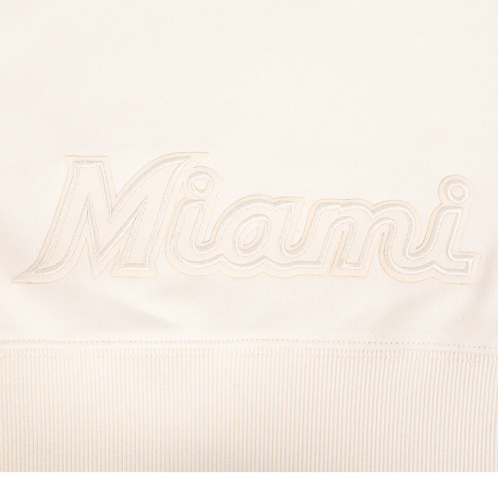 MLB MIAMI MARLINS NEUTRAL WOMEN'S CROPPED PO HOODIE (EGGSHELL) - Image 6