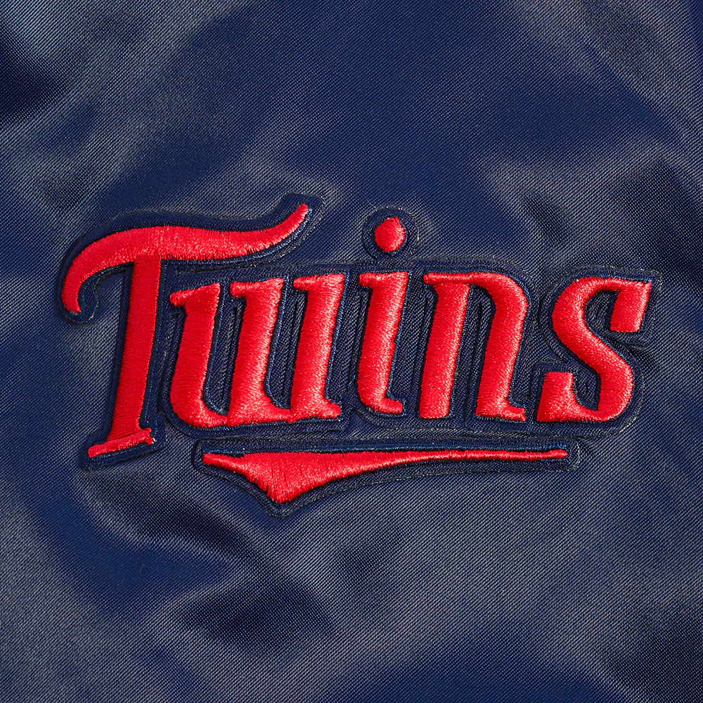 MLB MINNESOTA TWINS RETRO CLASSIC MEN'S RIB SATIN JACKET (MIDNIGHT NAVY/RED/MIDNIGHT NAVY) - Image 5