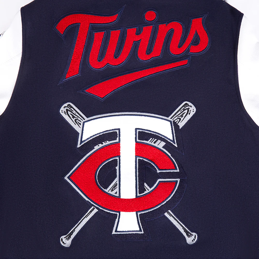 MLB MINNESOTA TWINS MASHUP MEN'S RIB WOOL VARSITY JACKET (MIDNIGHT NAVY/RED/MIDNIGHT NAVY) - Image 5