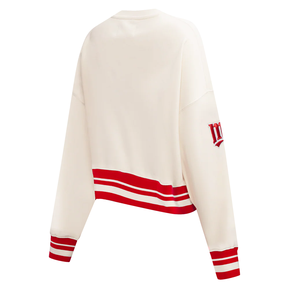 MLB MINNESOTA TWINS RETRO CLASSIC WOMEN'S RIB CREWNECK (EGGSHELL/ RED) - Image 4