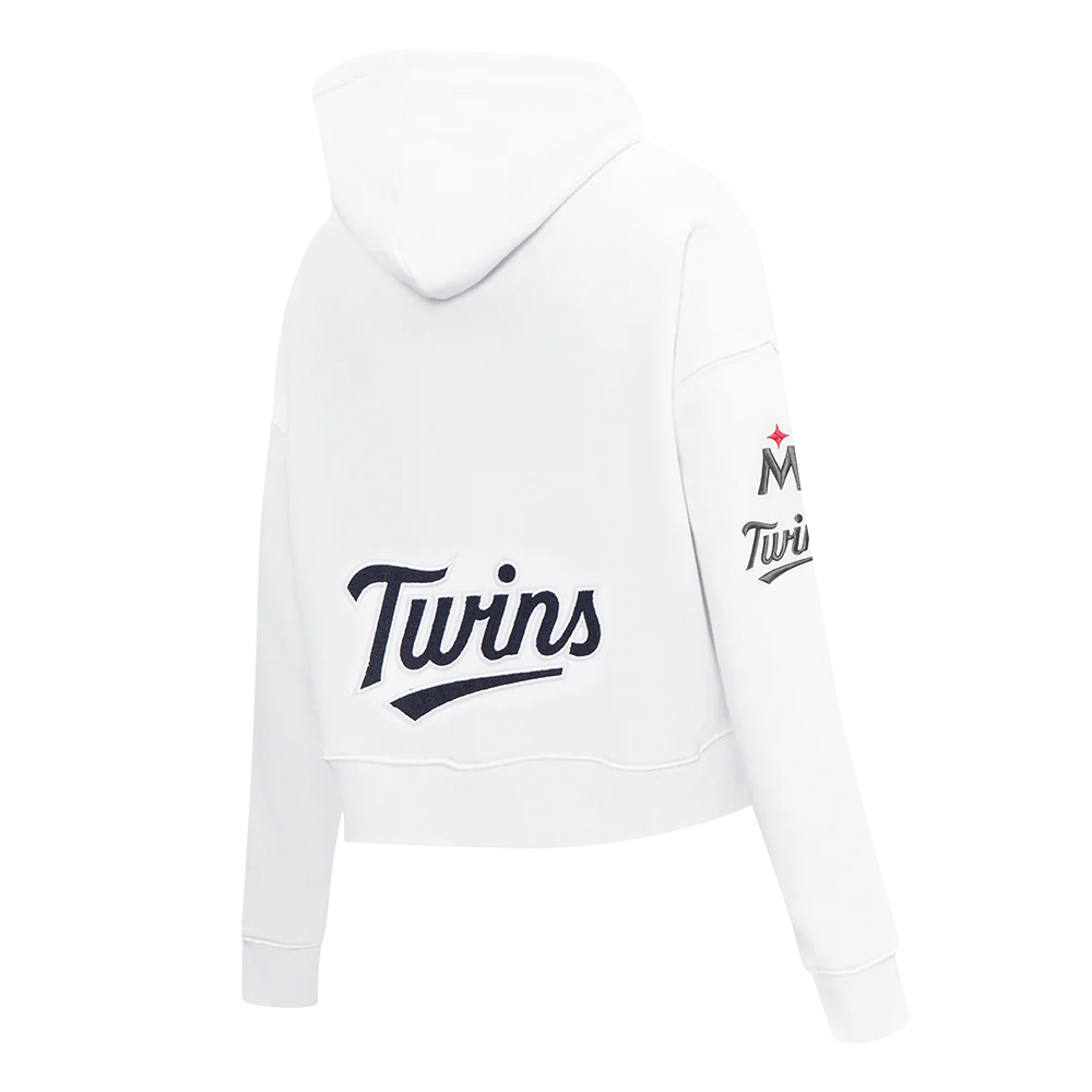 MLB MINNESOTA TWINS CLASSIC WOMEN'S CROPPED PULLOVER HOODIE (WHITE) - Image 4