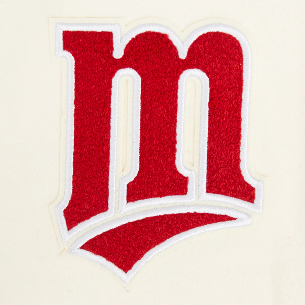 MLB MINNESOTA TWINS RETRO CLASSIC WOMEN'S RIB WOOL VARSITY JACKET (EGGSHELL/ RED) - Image 7