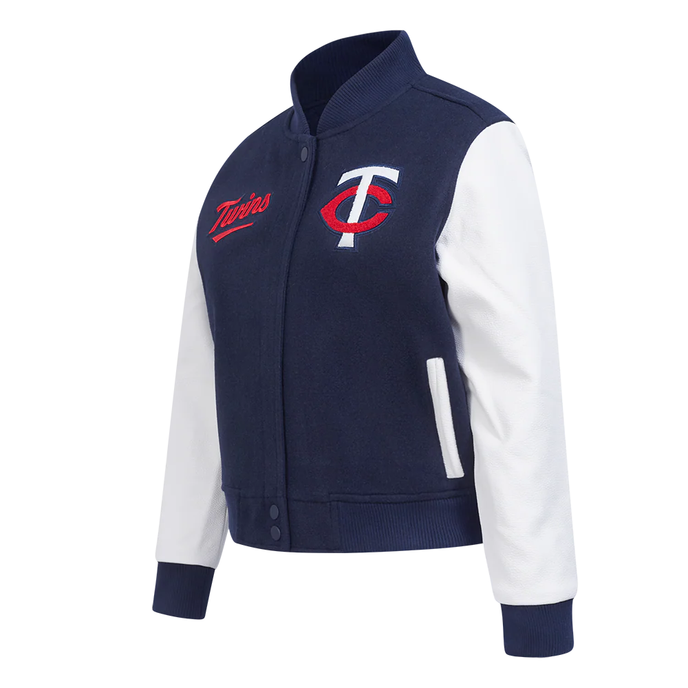 MLB MINNESOTA TWINS CLASSIC WOMEN'S WOOL VARSITY JACKET (MIDNIGHT NAVY/WHITE) - Image 2