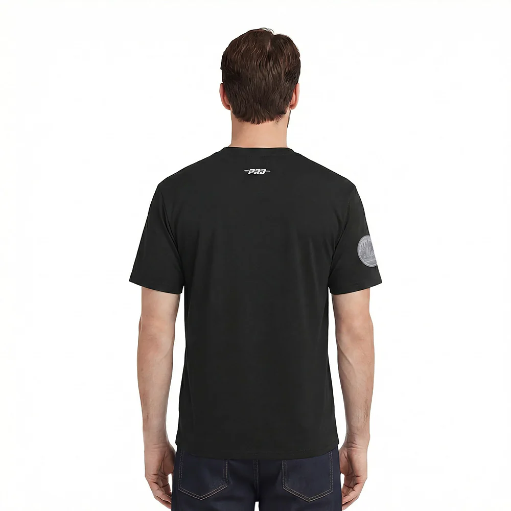 MLB NEW YORK METS REVERSE FRENCH TERRY MEN'S COTTON JERSEY DROP SHOULDER TOP (BLACK) - Image 2