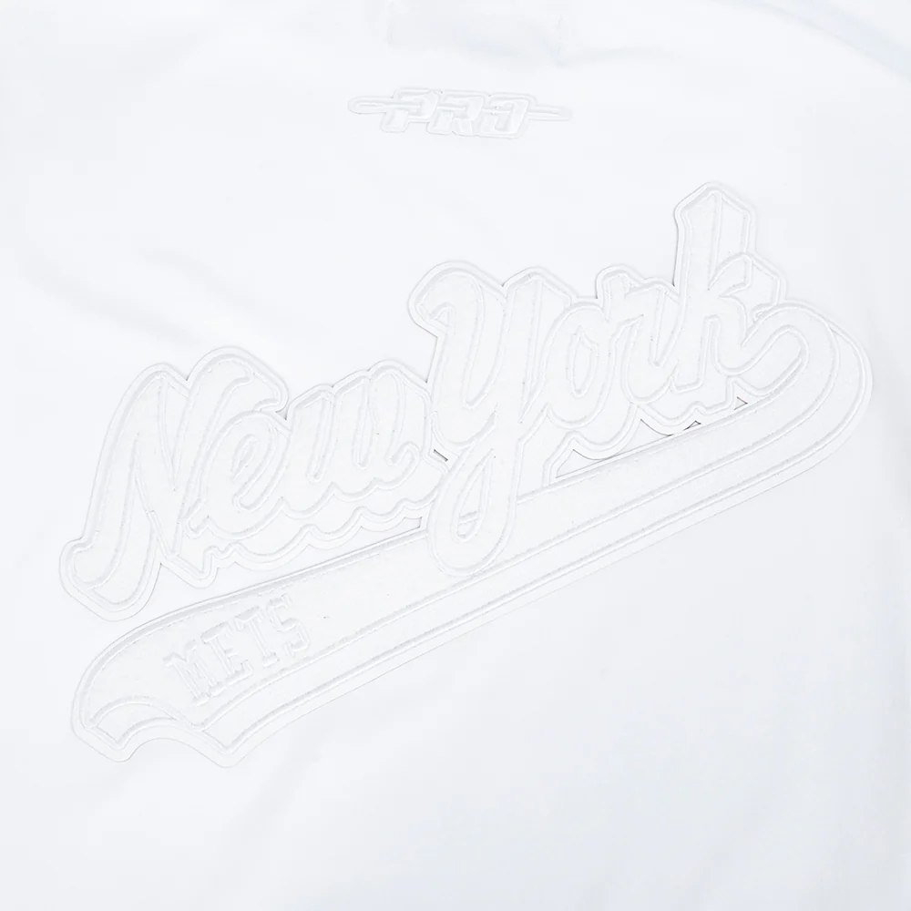 MLB NEW YORK METS WHITE OUT MEN'S SHORT SLEEVE PULLOVER HOODIE (WHITE) - Image 5