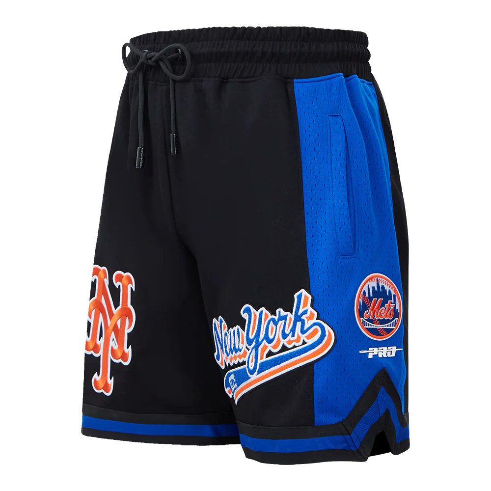 MLB NEW YORK METS SCRIPT TAIL MEN'S DOUBLE KNIT 2.0 SHORT (BLACK/ROYAL BLUE/BLACK)