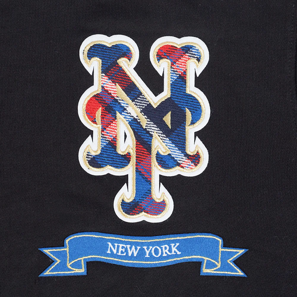 MLB NEW YORK METS PRO PREP RIB FLEECE PULLOVER HOODIE (BLACK/ROYAL BLUE/BLACK) - Image 6