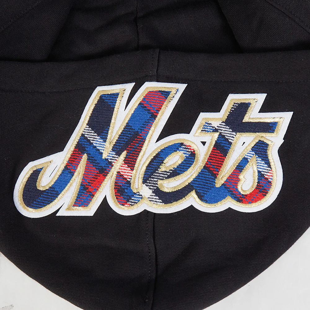 MLB NEW YORK METS PRO PREP RIB FLEECE PULLOVER HOODIE (BLACK/ROYAL BLUE/BLACK) - Image 9