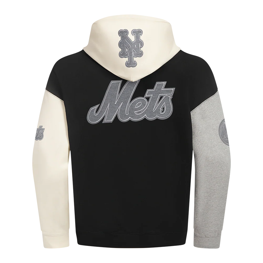 MLB NEW YORK METS REVERSE FRENCH TERRY MEN'S COLORBLOCK FLEECE PULLOVER HOODIE - Image 3