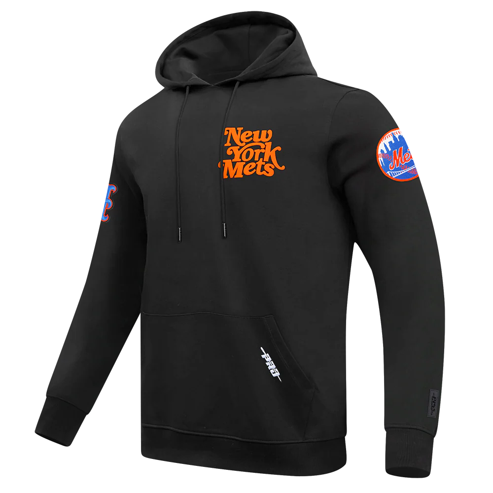 MLB NEW YORK METS SOUVENIR MEN'S FLEECE PULLOVER HOODIE (BLACK) - Image 2