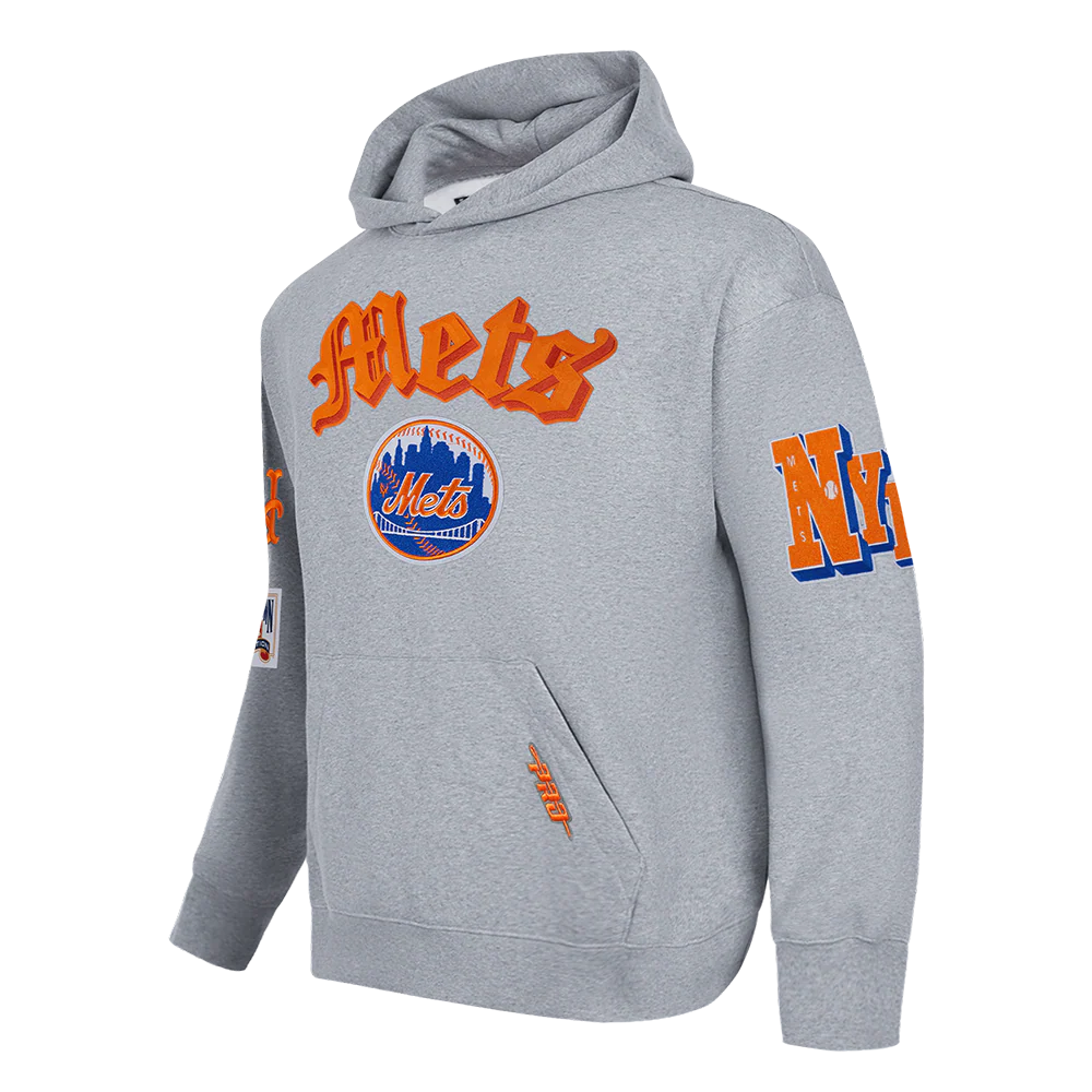 MLB NEW YORK METS BEST OF MEN'S DROP SHOULDER FLC PO HOODIE (DARK HEATHER GRAY) - Image 3