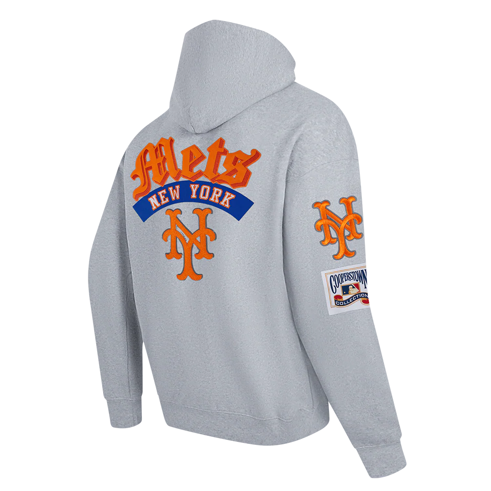 MLB NEW YORK METS BEST OF MEN'S DROP SHOULDER FLC PO HOODIE (DARK HEATHER GRAY) - Image 4