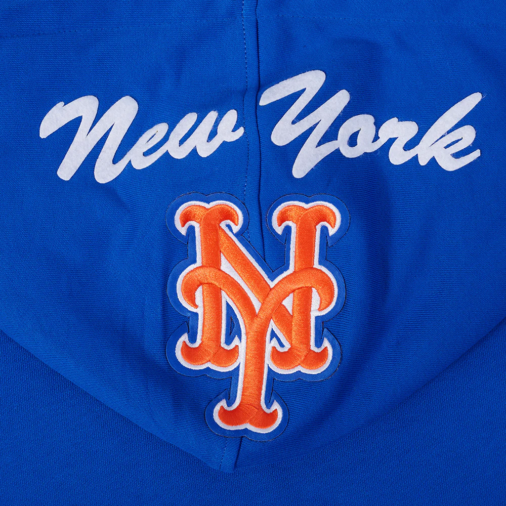 MLB NEW YORK METS TEAM BADGE MEN'S RIB FLC PO HOODIE (ROYAL/ORANGE/ROYAL) - Image 8