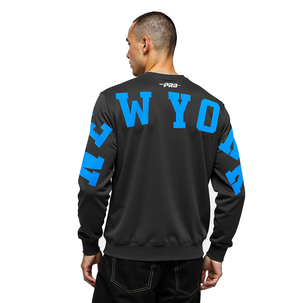 MLB NEW YORK METS WINGSPAN MEN'S DROP SHOULDER FLC CREWNECK (BLACK)