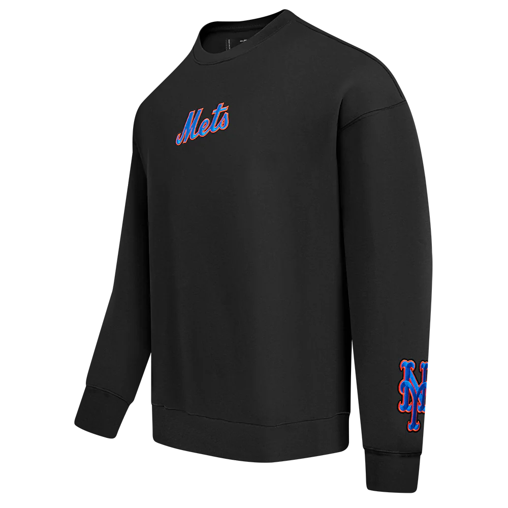MLB NEW YORK METS WINGSPAN MEN'S DROP SHOULDER FLC CREWNECK (BLACK) - Image 5