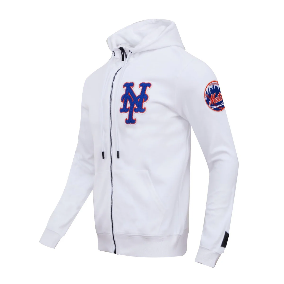 MLB NEW YORK METS CLASSIC CHENILLE MEN'S FULL ZIP PULLOVER HOODIE (WHITE) - Image 2